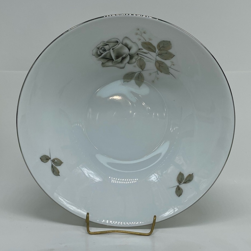 Winterling Roslau Bavaria Germany Bowl Silver Rim Rose 9” Diameter